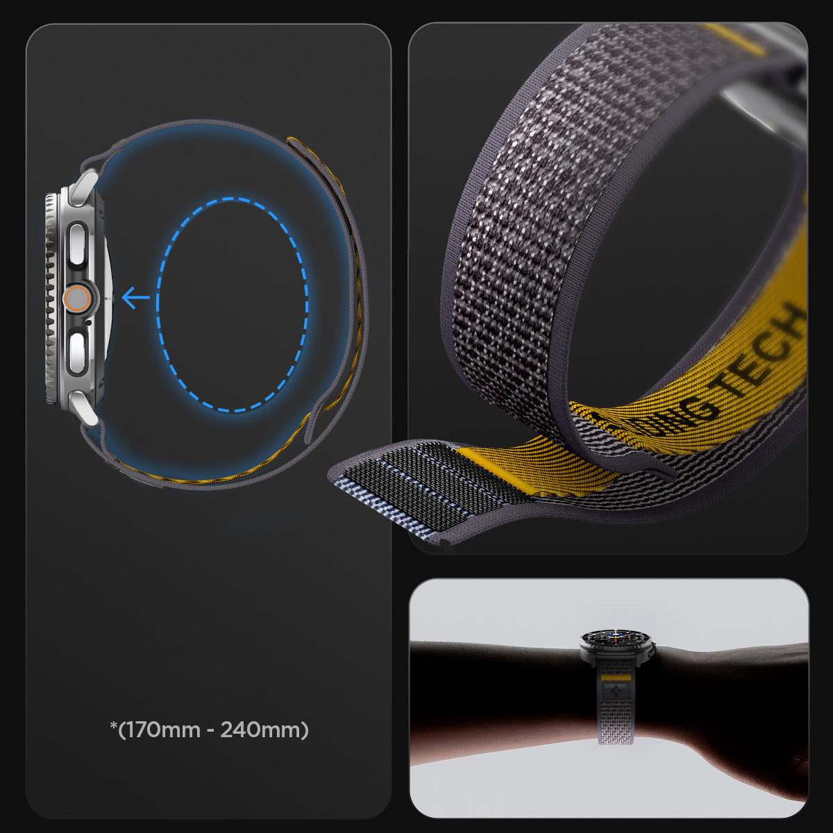 Armband für Galaxy Watch 8 / 8 Classic, Spigen Athlex Air, Grau