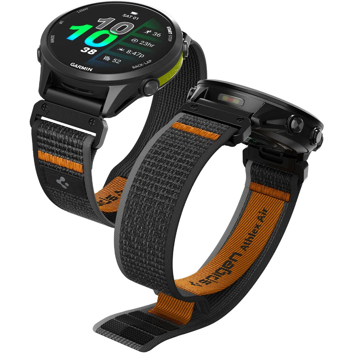 Armband für Smartwatch, QuickFit 22 mm, Spigen Athlex Air 2, Schwarz-Orange
