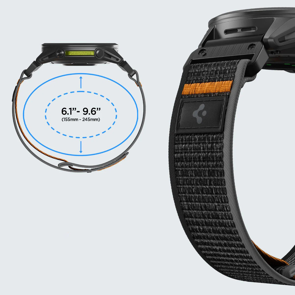 Armband für Smartwatch, QuickFit 22 mm, Spigen Athlex Air 2, Schwarz-Orange