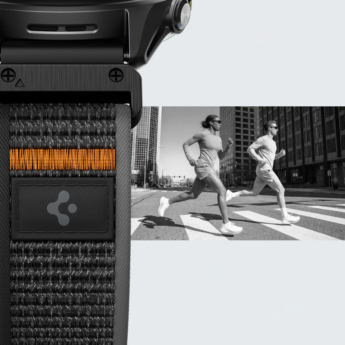 Armband für Smartwatch, QuickFit 22 mm, Spigen Athlex Air 2, Schwarz-Orange