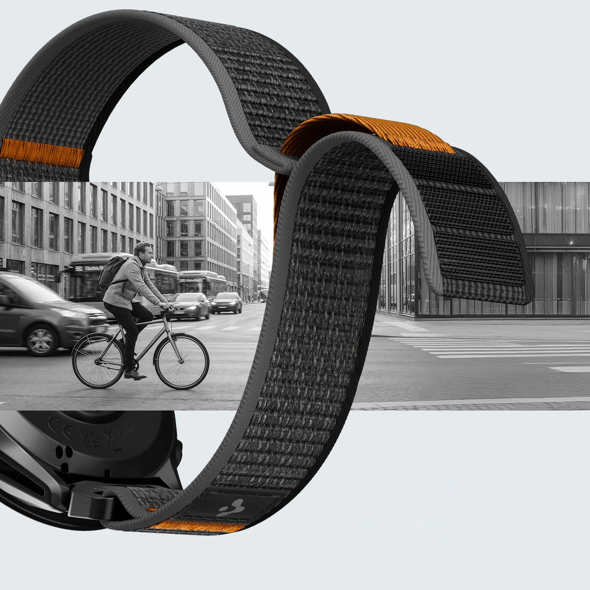 Armband für Smartwatch, QuickFit 22 mm, Spigen Athlex Air 2, Schwarz-Orange