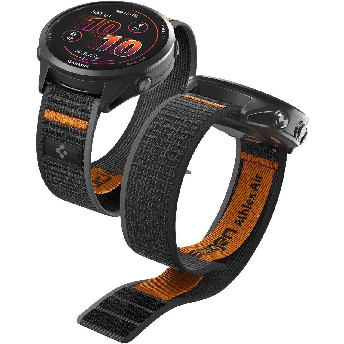 Armband für Smartwatch, QuickRelease 22 mm, Spigen Athlex Air 2, Schwarz-Orange