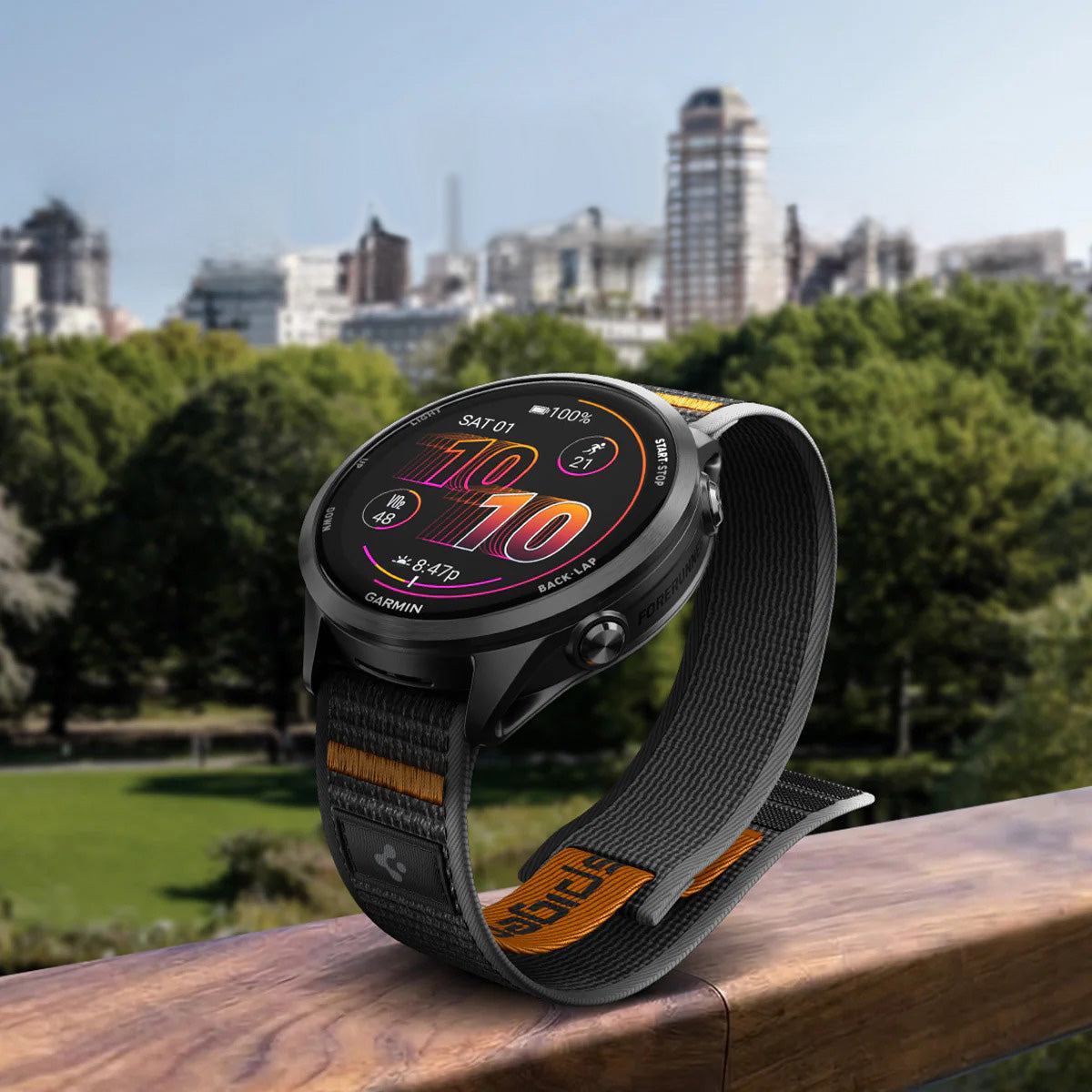 Armband für Smartwatch, QuickRelease 22 mm, Spigen Athlex Air 2, Schwarz-Orange
