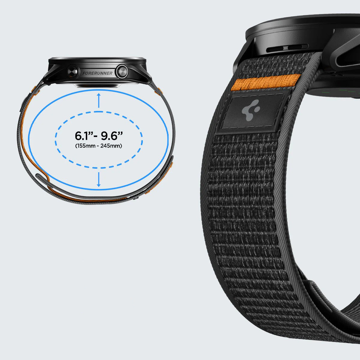 Armband für Smartwatch, QuickRelease 22 mm, Spigen Athlex Air 2, Schwarz-Orange