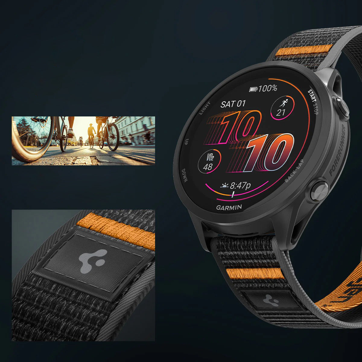 Armband für Smartwatch, QuickRelease 22 mm, Spigen Athlex Air 2, Schwarz-Orange