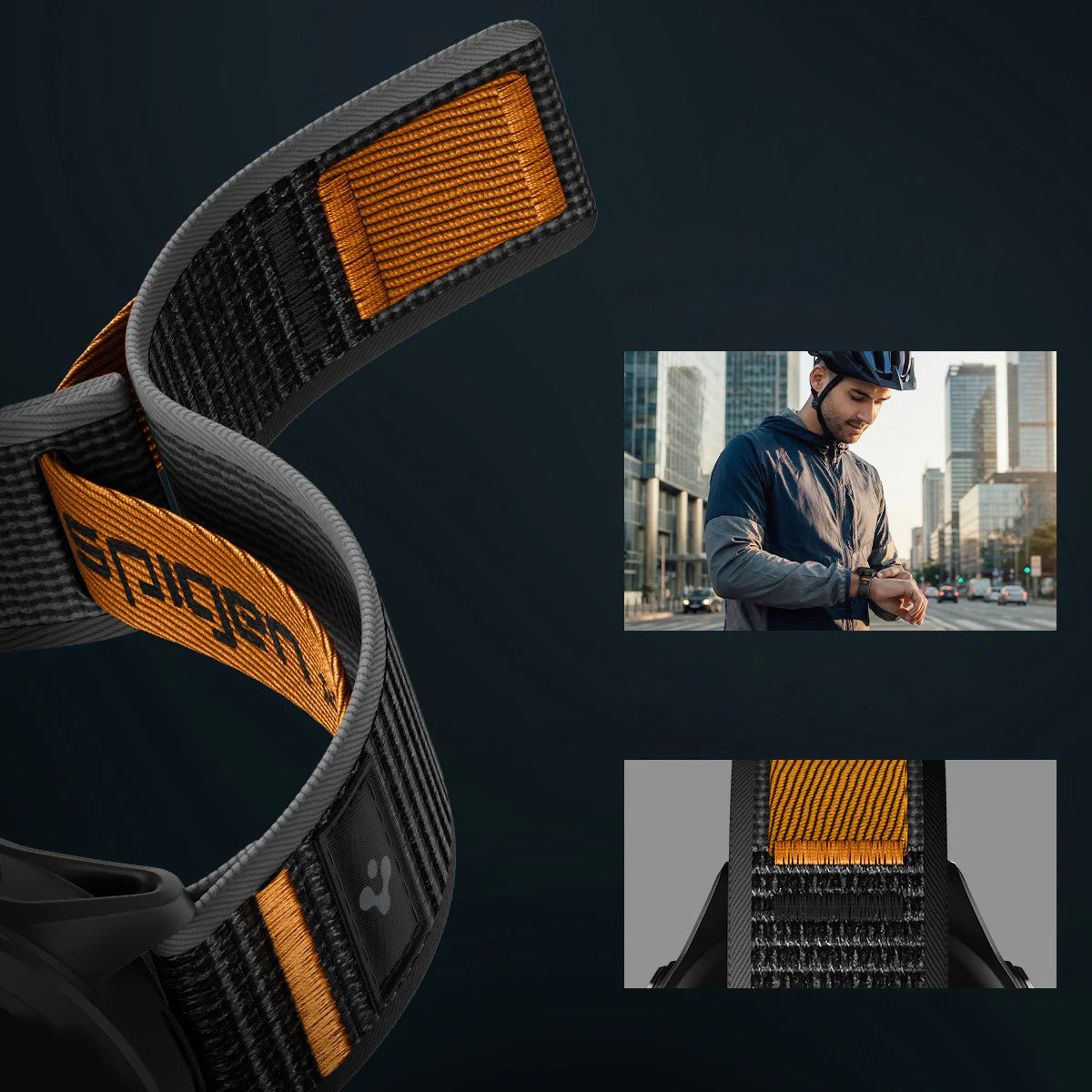 Armband für Smartwatch, QuickRelease 22 mm, Spigen Athlex Air 2, Schwarz-Orange