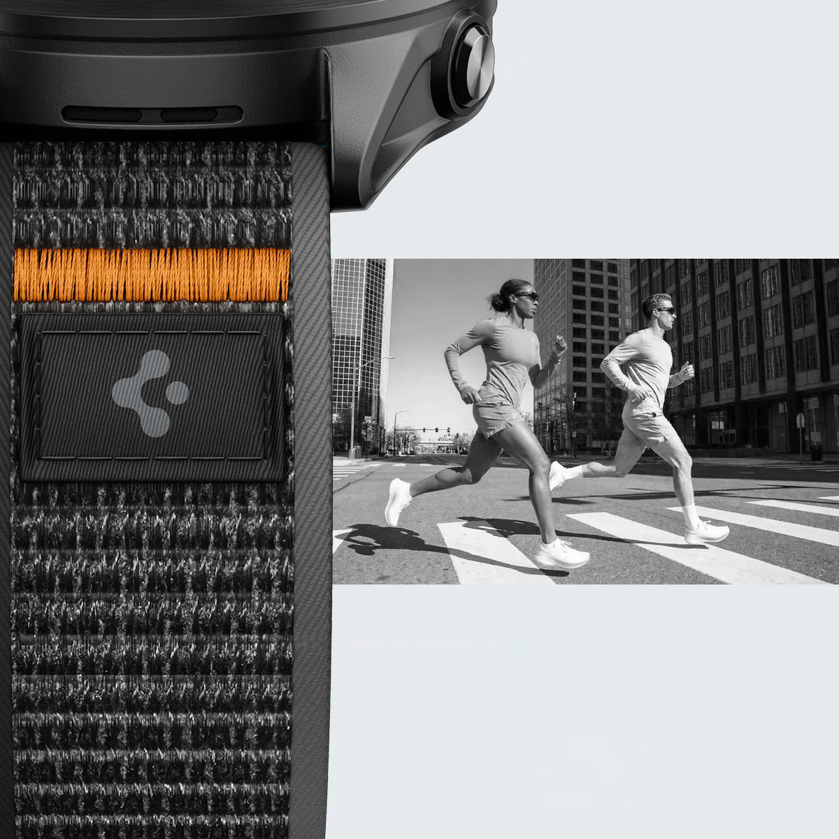 Armband für Smartwatch, QuickRelease 22 mm, Spigen Athlex Air 2, Schwarz-Orange