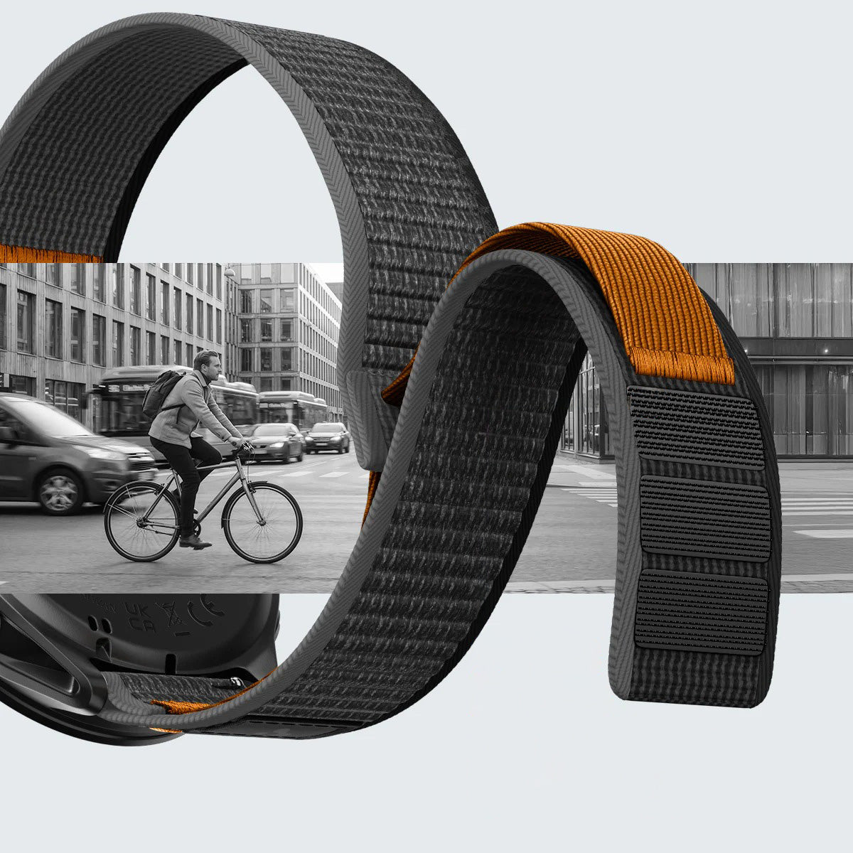 Armband für Smartwatch, QuickRelease 22 mm, Spigen Athlex Air 2, Schwarz-Orange