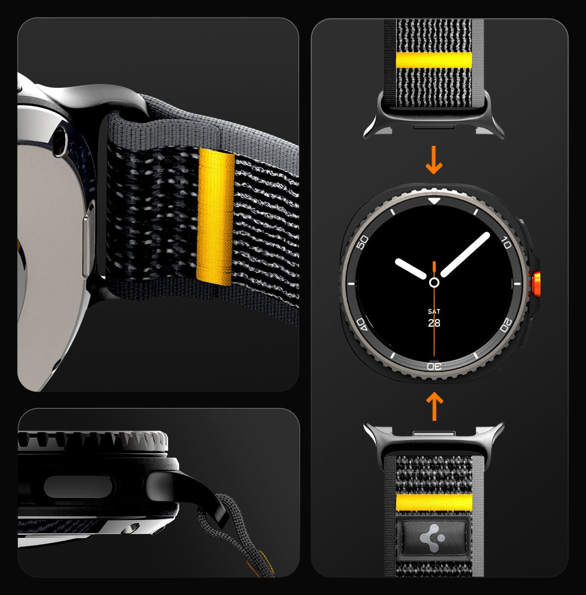 Armband für Galaxy Watch 8 40/44 mm, Classic 46 mm, Spigen Athlex Air, Schwarz