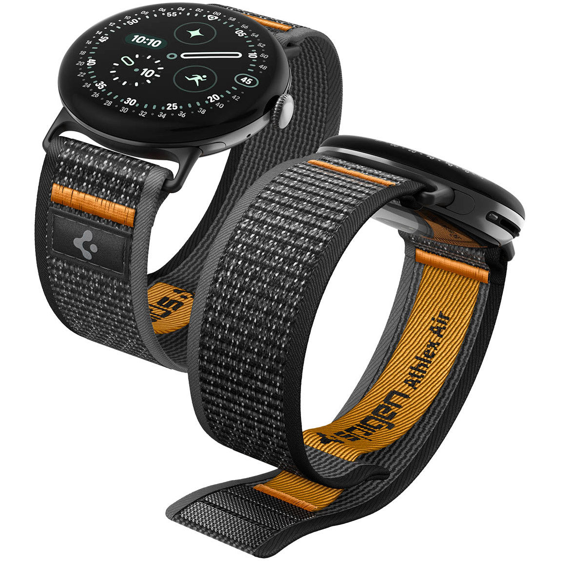 Armband für Google Pixel Watch 5 (41mm) / 4 (41mm) / 3 (41mm) / 2 (41 mm), Spigen Athlex Air, Schwarz-Orange (1/14)