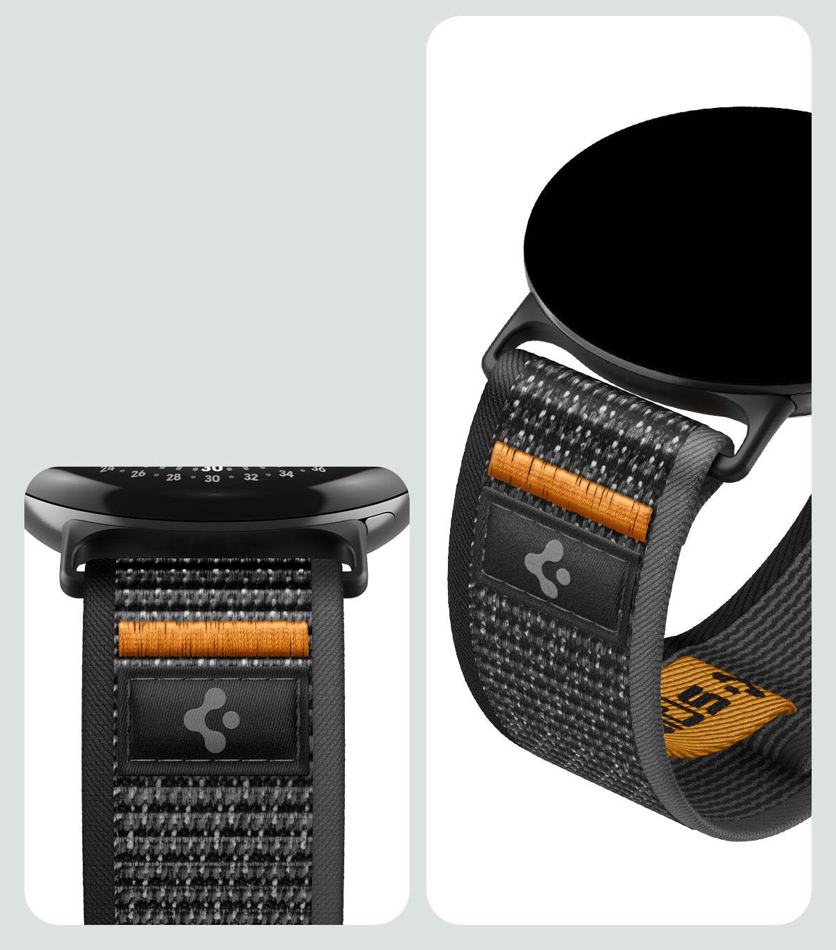 Armband für Google Pixel Watch 5 (41mm) / 4 (41mm) / 3 (41mm) / 2 (41 mm), Spigen Athlex Air, Schwarz-Orange (2/14)