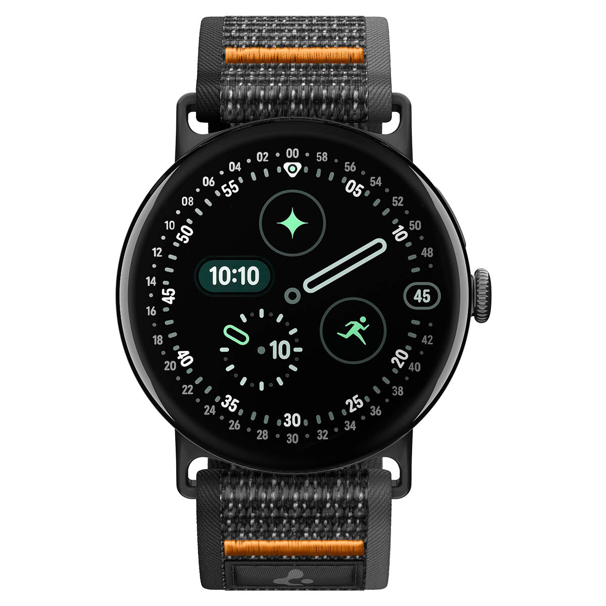 Armband für Google Pixel Watch 5 (41mm) / 4 (41mm) / 3 (41mm) / 2 (41 mm), Spigen Athlex Air, Schwarz-Orange (13/14)