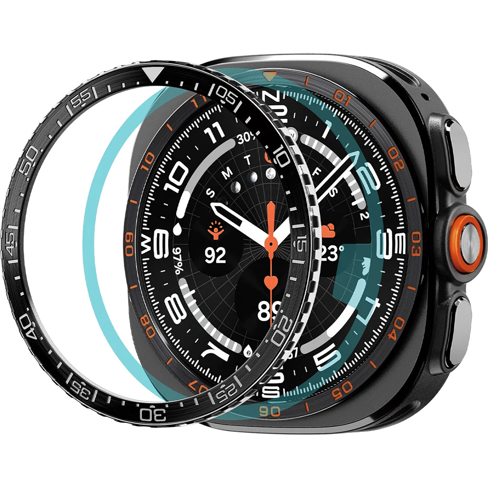 Blendenabdeckung Spigen Bezel Tune Diver für Galaxy Watch Ultra 2 47mm, Schwarz-Silber