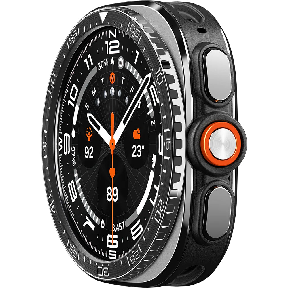 Blendenabdeckung Spigen Bezel Tune Diver für Galaxy Watch Ultra 2 47mm, Schwarz-Silber