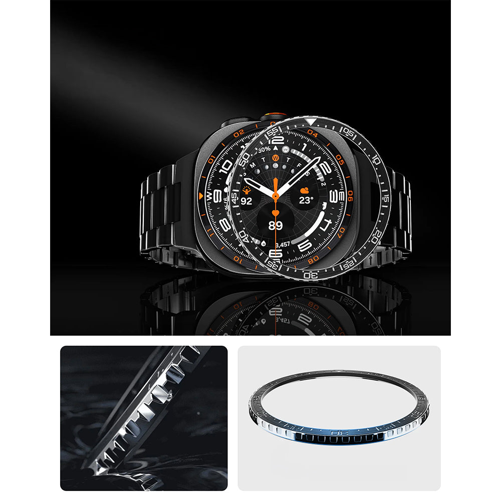 Blendenabdeckung Spigen Bezel Tune Diver für Galaxy Watch Ultra 2 47mm, Schwarz-Silber