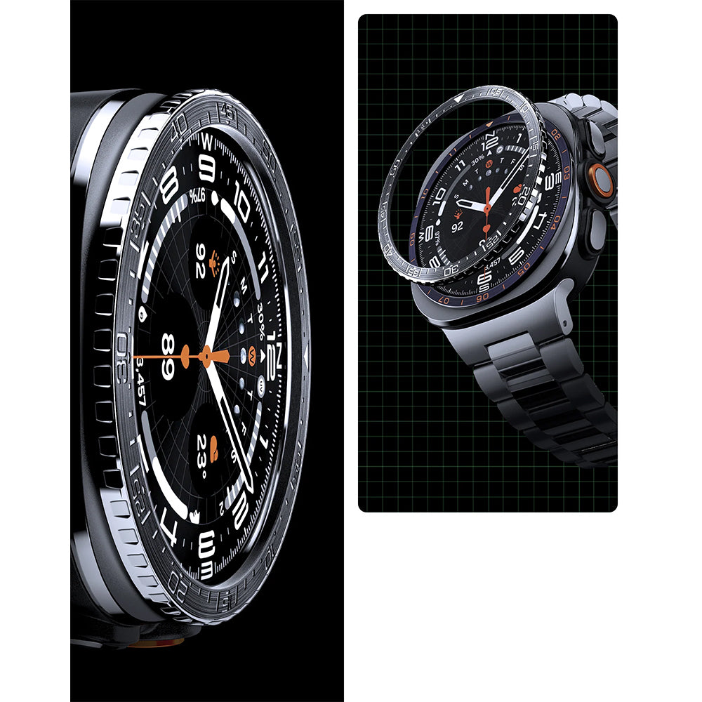 Blendenabdeckung Spigen Bezel Tune Diver für Galaxy Watch Ultra 2 47mm, Schwarz-Silber