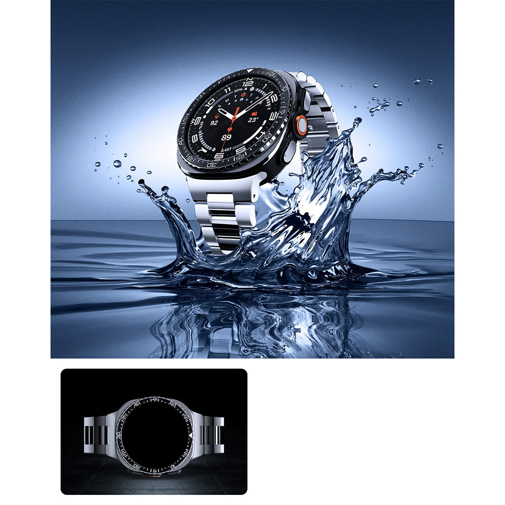 Blendenabdeckung Spigen Bezel Tune Diver für Galaxy Watch Ultra 2 47mm, Schwarz-Silber