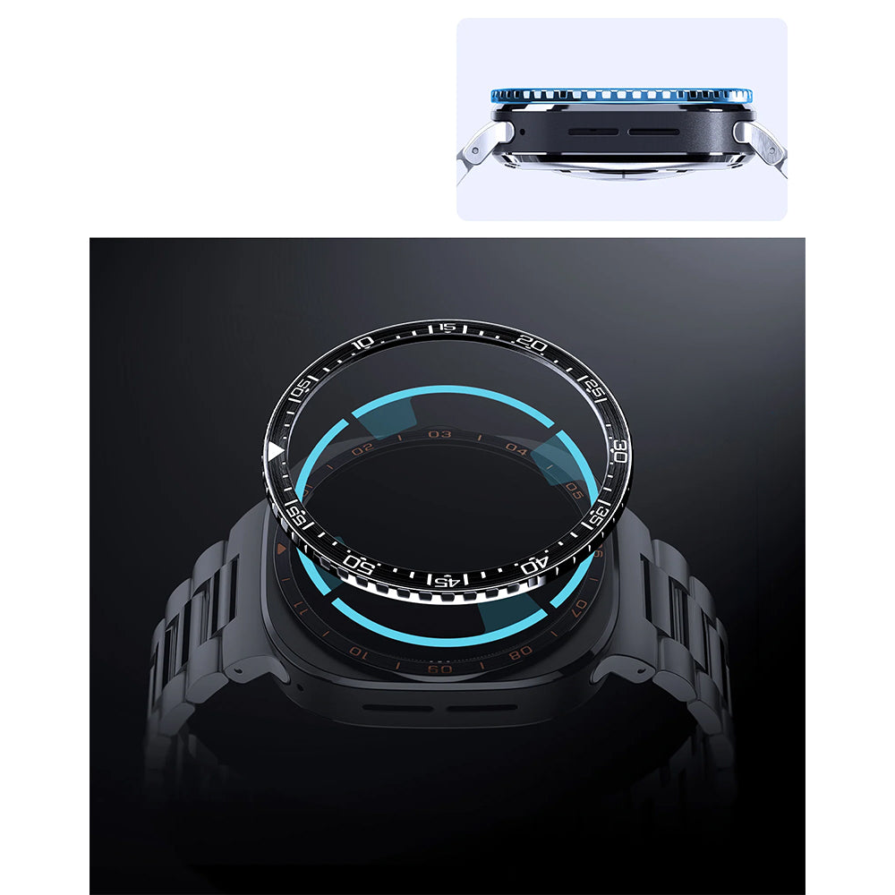 Blendenabdeckung Spigen Bezel Tune Diver für Galaxy Watch Ultra 2 47mm, Schwarz-Silber