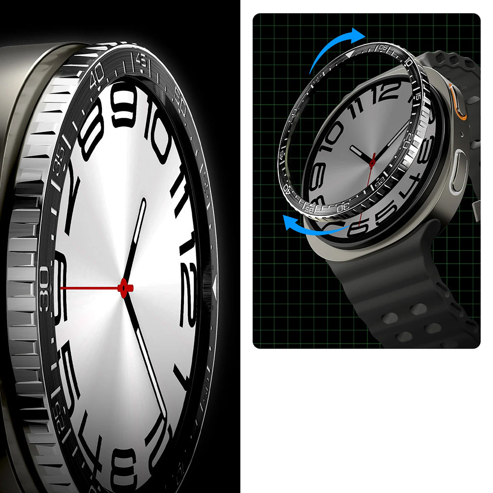 Blendenabdeckung Spigen Bezel Tune für Galaxy Watch 8 44 mm, Schwarz-Silber