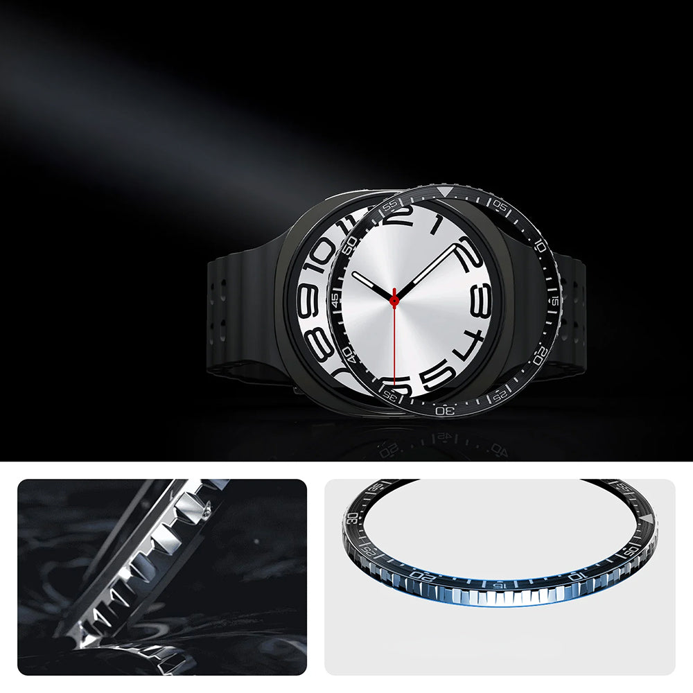 Blendenabdeckung Spigen Bezel Tune für Galaxy Watch 8 44 mm, Schwarz-Silber