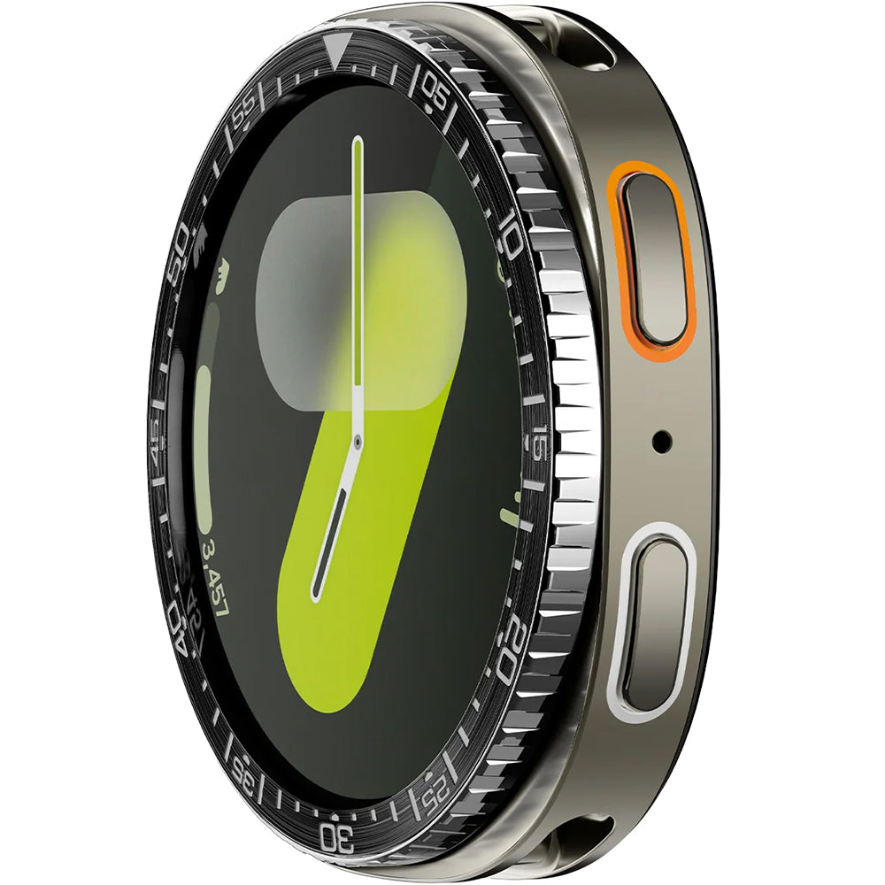 Blendenabdeckung Spigen Bezel Tune für Galaxy Watch 8 44 mm, Schwarz-Silber