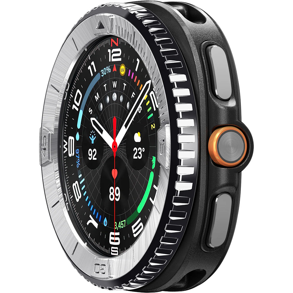 Blendenabdeckung Spigen Bezel Tune für Galaxy Watch 8 Classic 46 mm, Silbern