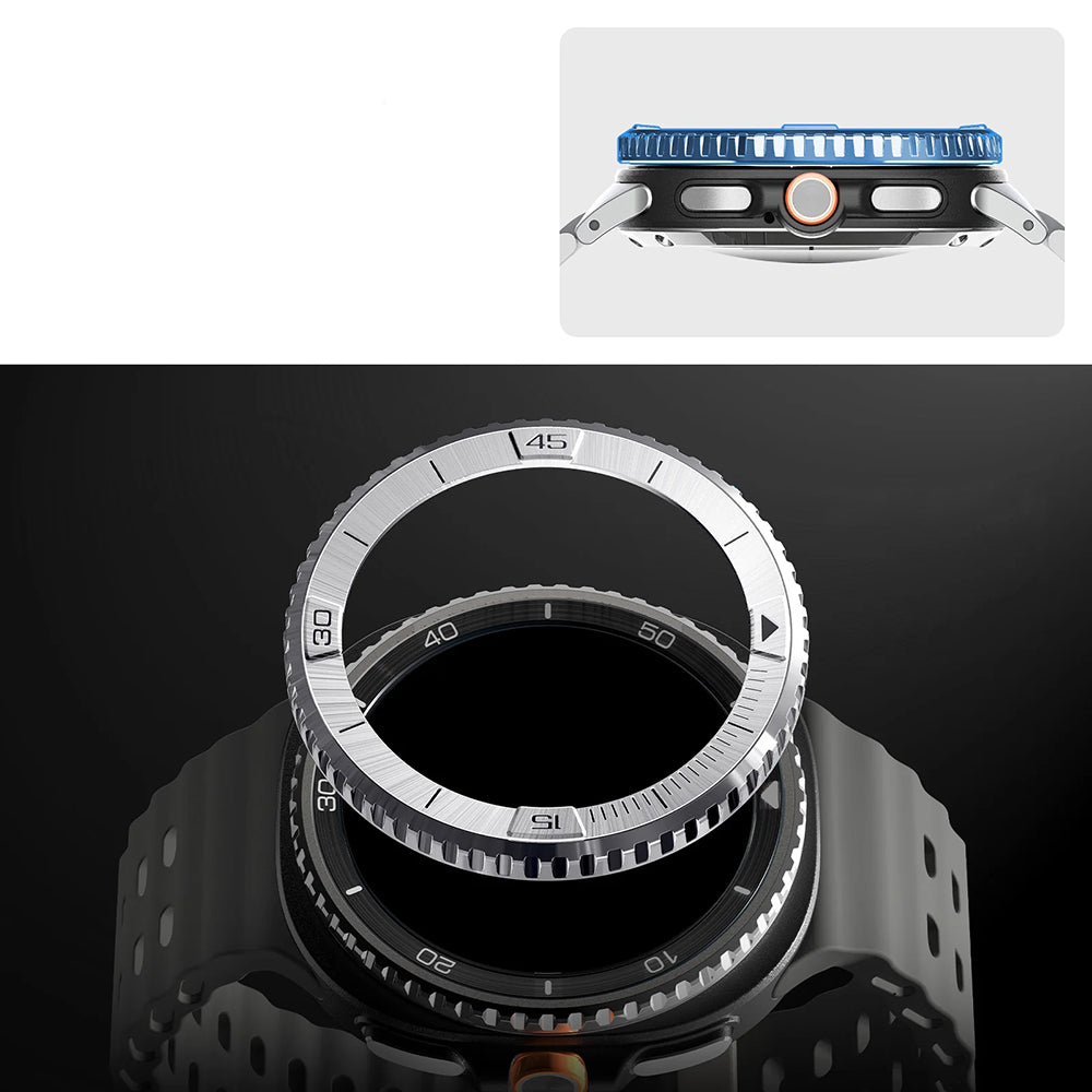 Blendenabdeckung Spigen Bezel Tune für Galaxy Watch 8 Classic 46 mm, Silbern