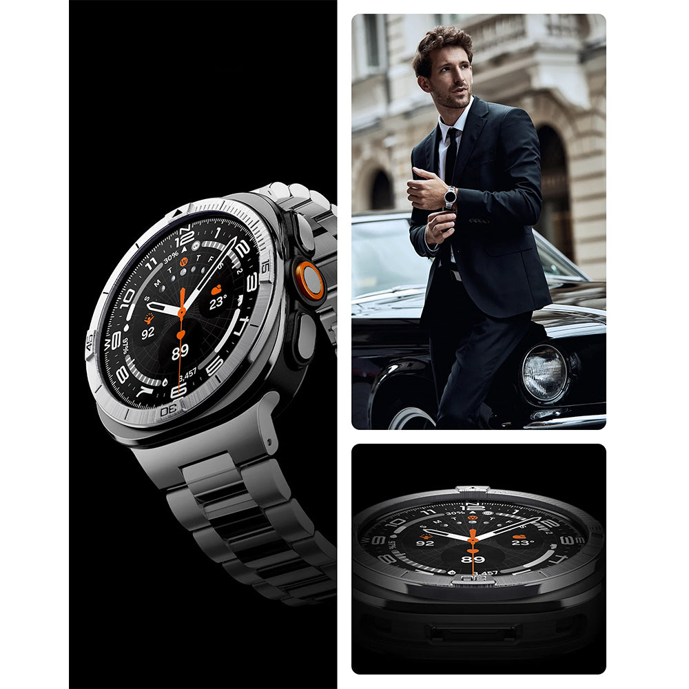 Blendenabdeckung Spigen Bezel Tune Pilot für Galaxy Watch Ultra 2 47 mm, Silbern