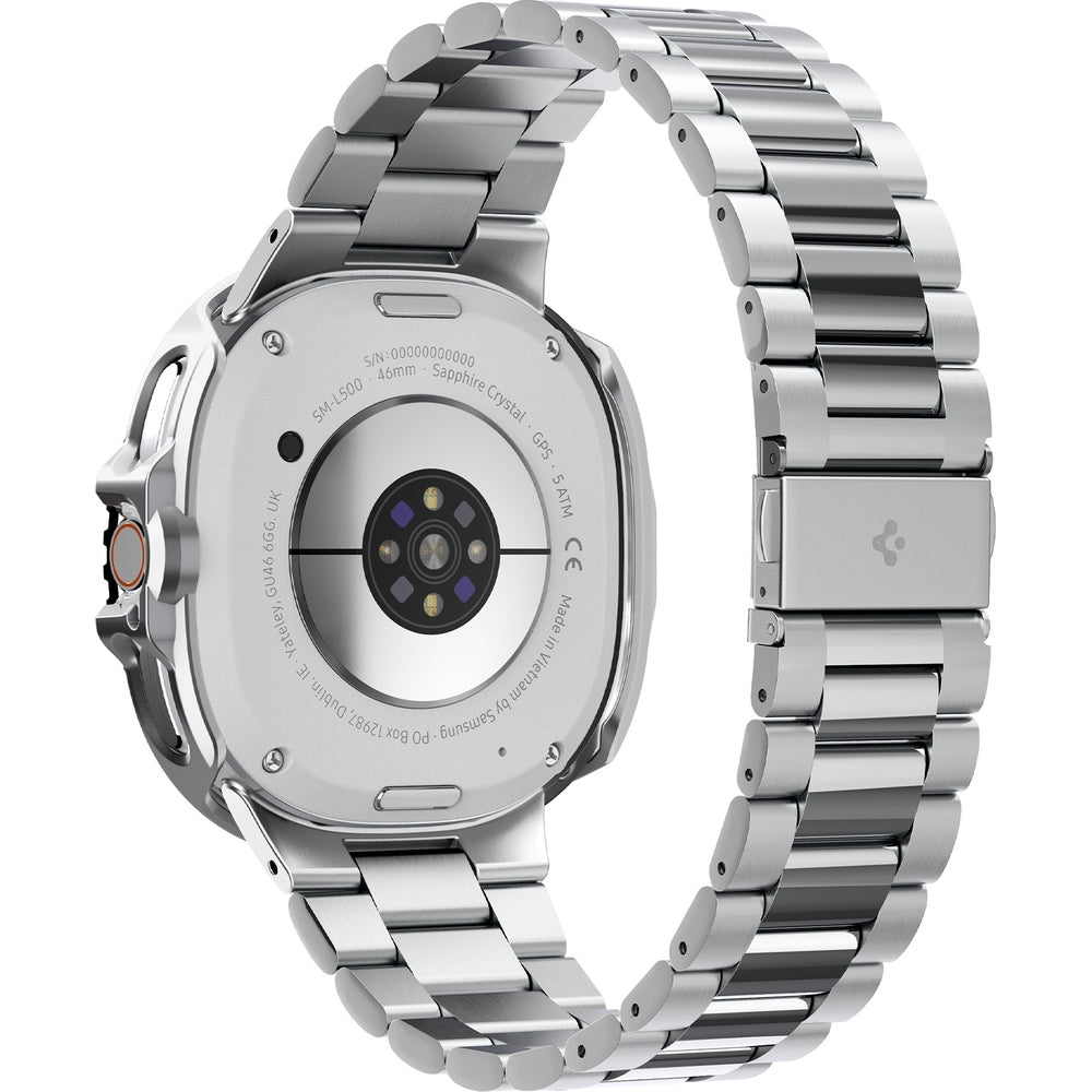 Hülle mit Lünette Ring für Galaxy Watch 8 Classic 46 mm, Spigen Bezel Tune Pro, Schwarz-Silbern