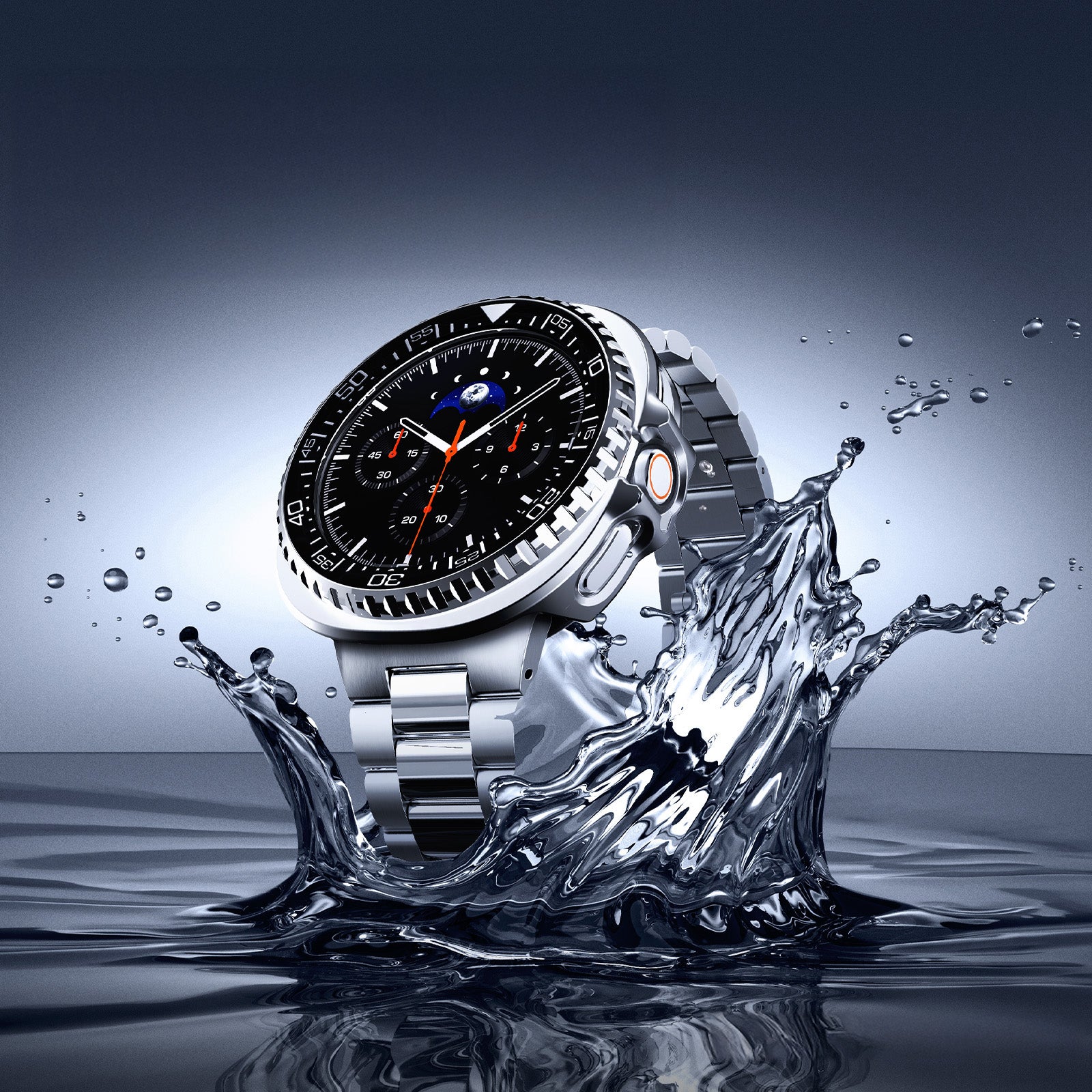 Hülle mit Lünette Ring für Galaxy Watch 8 Classic 46 mm, Spigen Bezel Tune Pro, Schwarz-Silbern