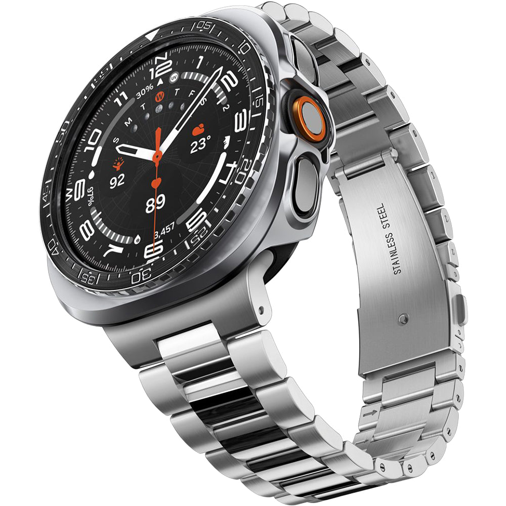 Hülle mit Lünette Ring für Galaxy Watch Ultra 2 47 mm, Spigen Bezel Tune Pro Diver, Schwarz-Silbern