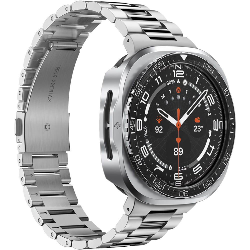 Hülle mit Lünette Ring für Galaxy Watch Ultra 2 47 mm, Spigen Bezel Tune Pro Diver, Schwarz-Silbern