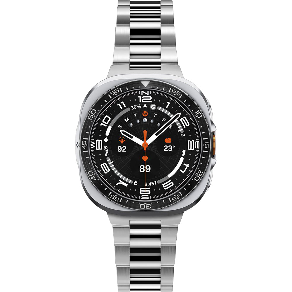 Hülle mit Lünette Ring für Galaxy Watch Ultra 2 47 mm, Spigen Bezel Tune Pro Diver, Schwarz-Silbern