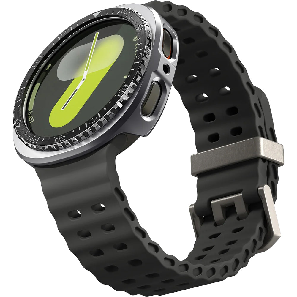 Blendenabdeckung Spigen Bezel Tune Pro für Galaxy Watch 8 44 mm, Schwarz-Silber