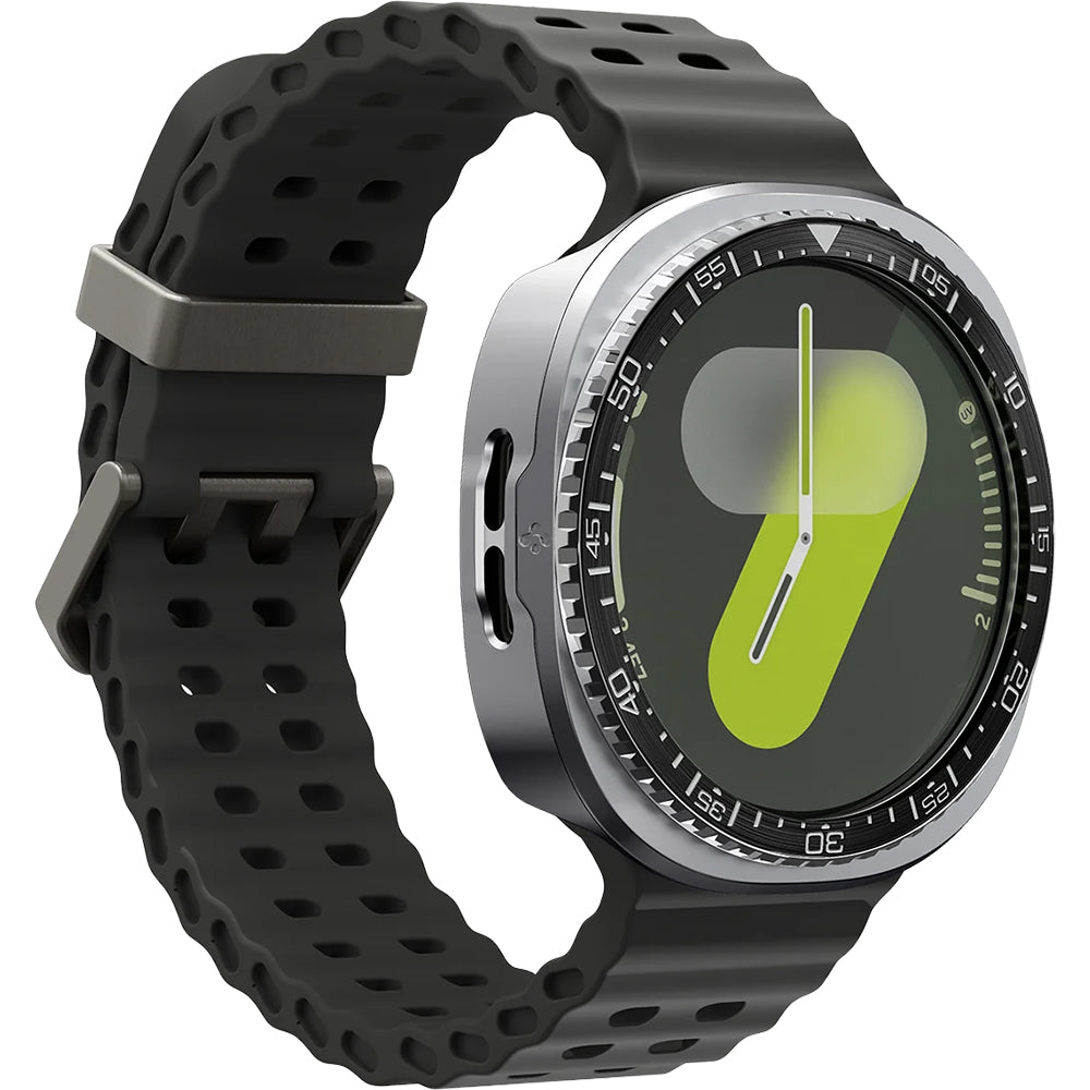 Blendenabdeckung Spigen Bezel Tune Pro für Galaxy Watch 8 44 mm, Schwarz-Silber