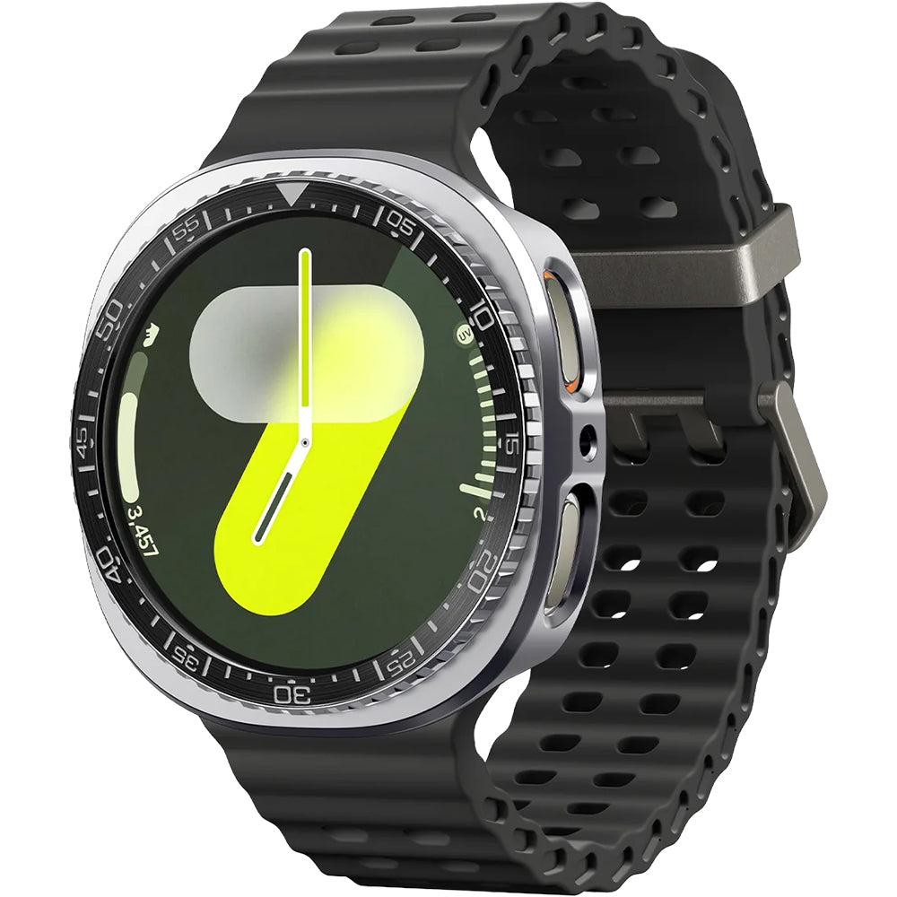 Blendenabdeckung Spigen Bezel Tune Pro für Galaxy Watch 8 44 mm, Schwarz-Silber