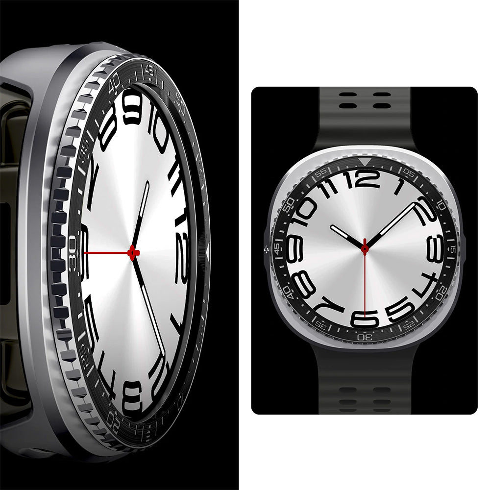 Blendenabdeckung Spigen Bezel Tune Pro für Galaxy Watch 8 44 mm, Schwarz-Silber