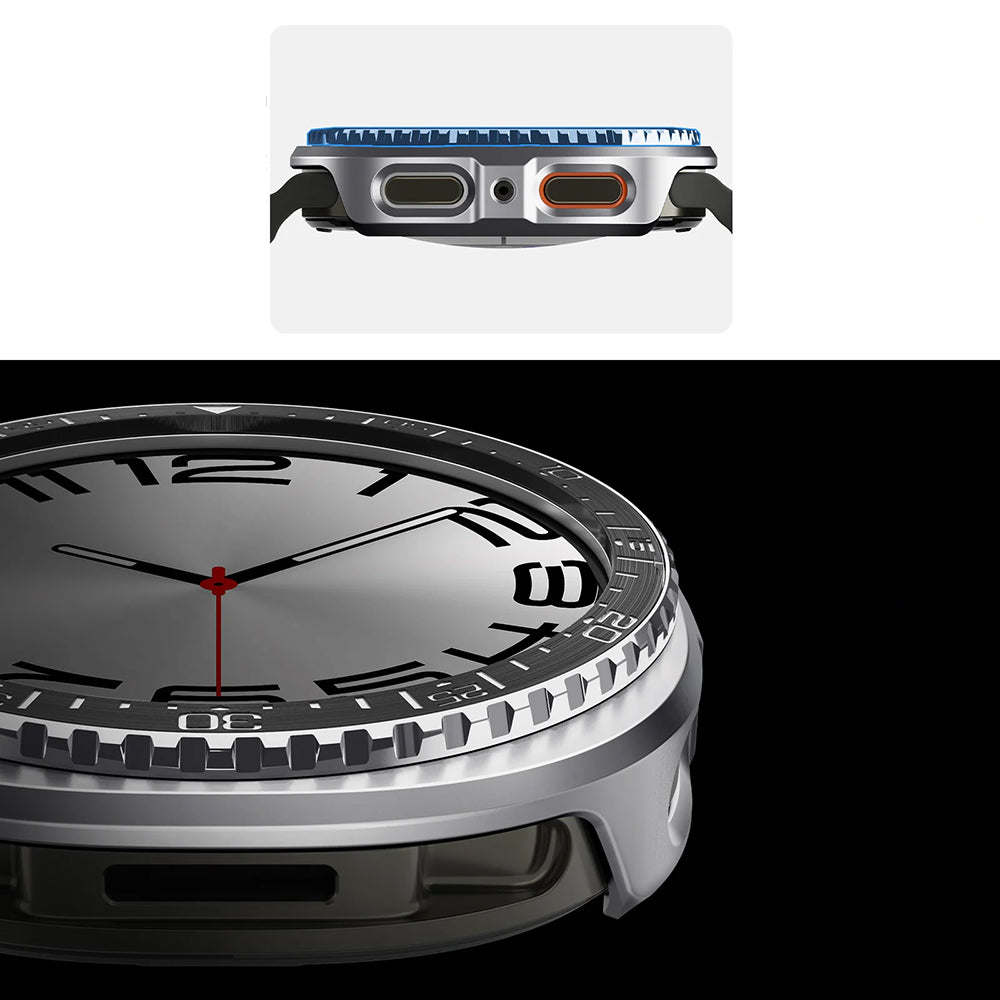 Blendenabdeckung Spigen Bezel Tune Pro für Galaxy Watch 8 44 mm, Schwarz-Silber