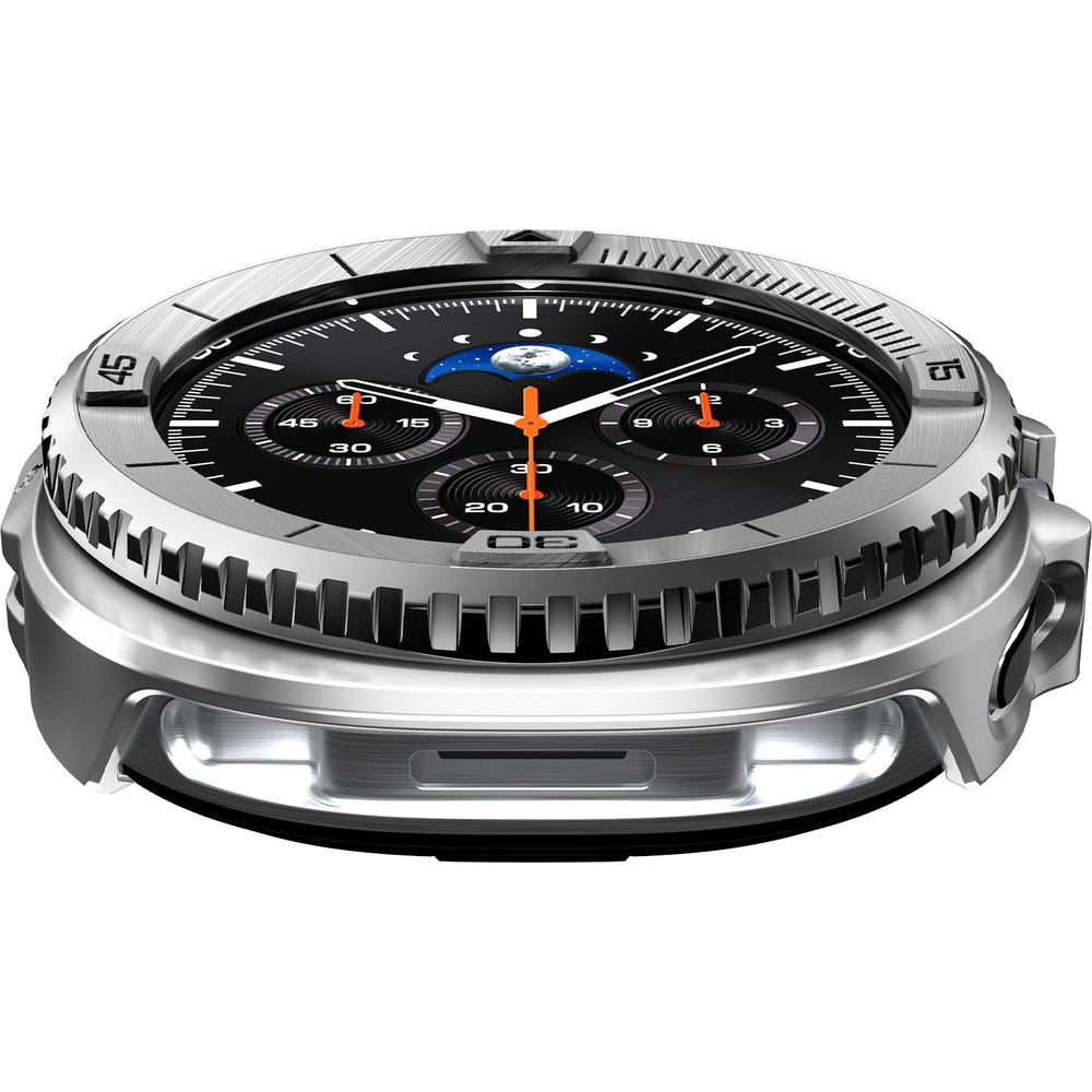 Hülle mit Lünette Ring für Galaxy Watch 8 Classic 46 mm, Spigen Bezel Tune Pro, Silbern