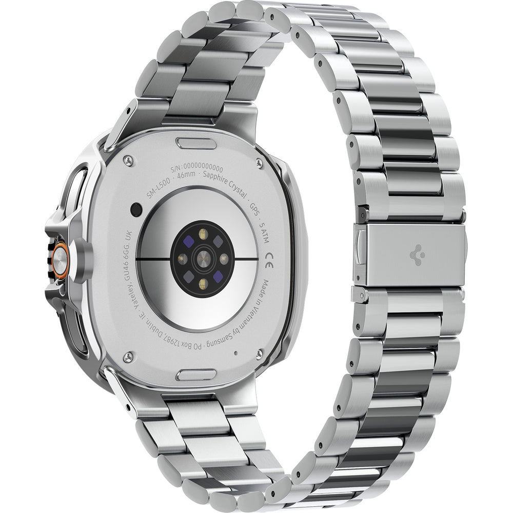 Hülle mit Lünette Ring für Galaxy Watch 8 Classic 46 mm, Spigen Bezel Tune Pro, Silbern