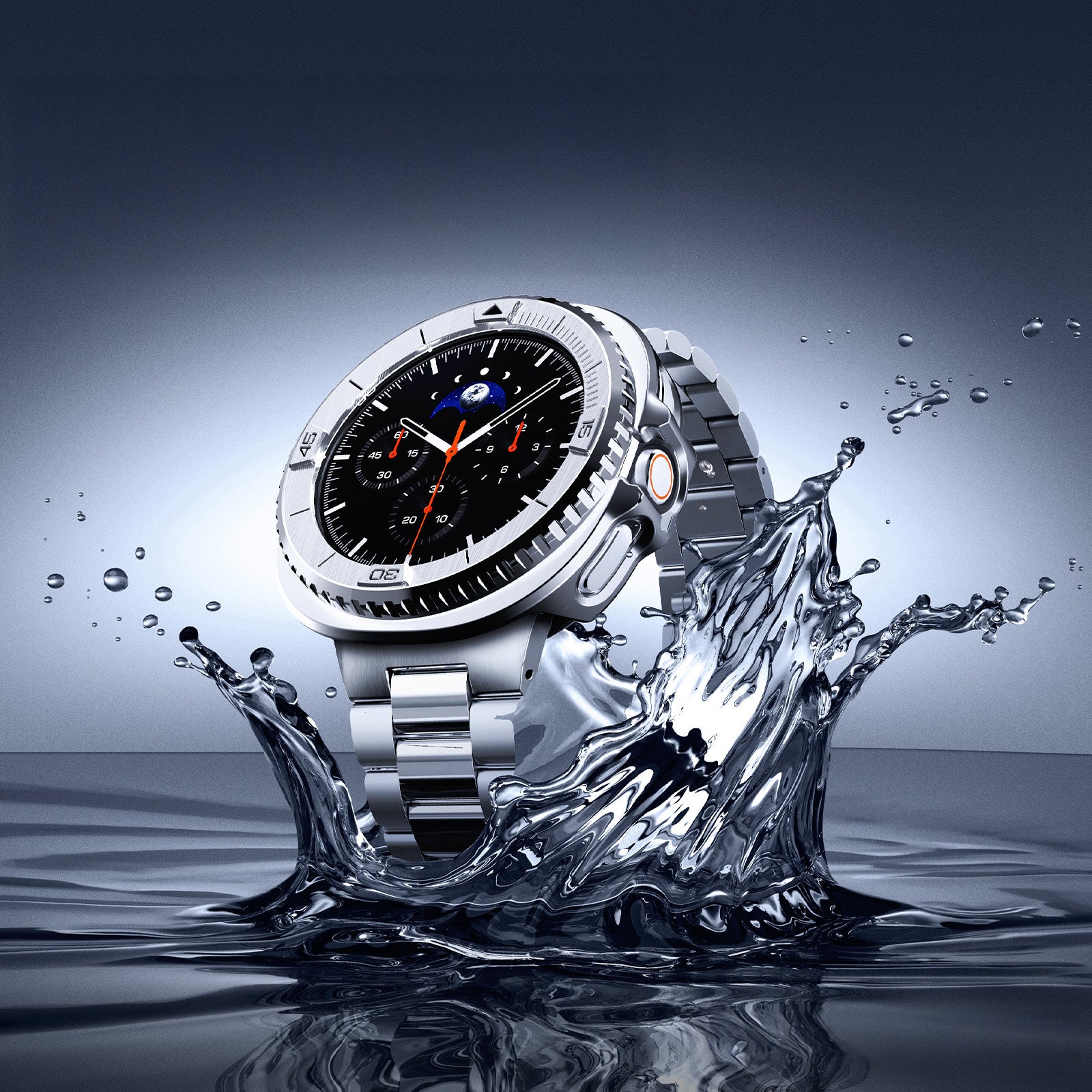 Hülle mit Lünette Ring für Galaxy Watch 8 Classic 46 mm, Spigen Bezel Tune Pro, Silbern