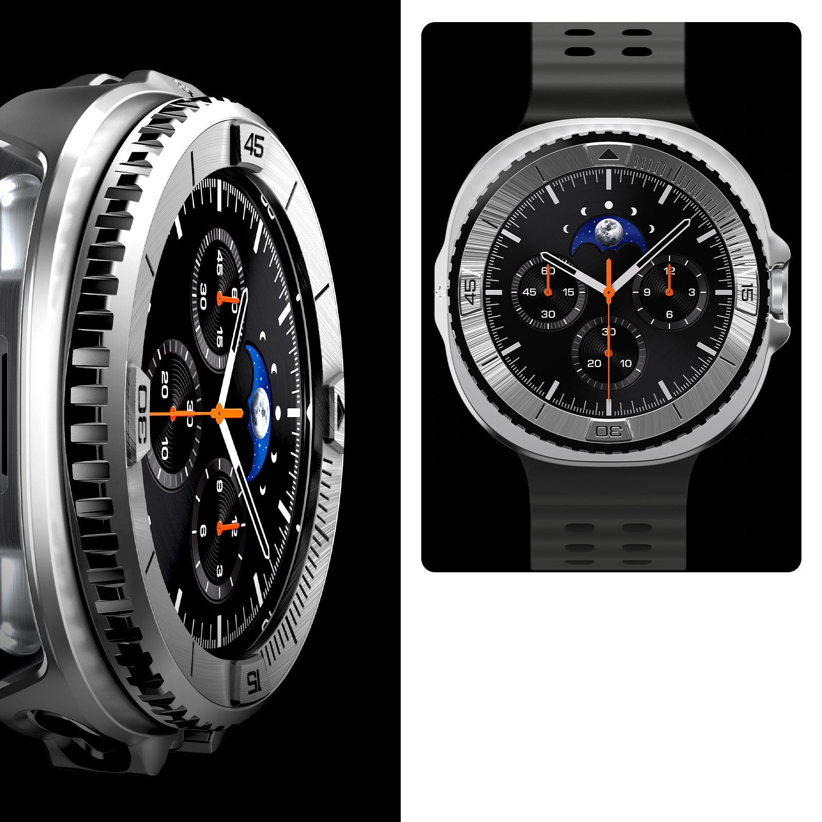 Hülle mit Lünette Ring für Galaxy Watch 8 Classic 46 mm, Spigen Bezel Tune Pro, Silbern