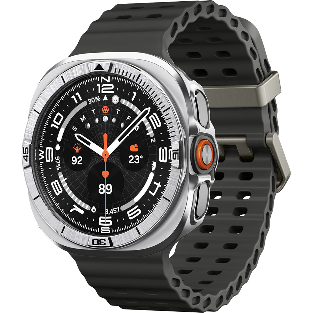Hülle mit Lünette Ring für Galaxy Watch Ultra 2 47 mm, Spigen Bezel Tune Pro, Silbern