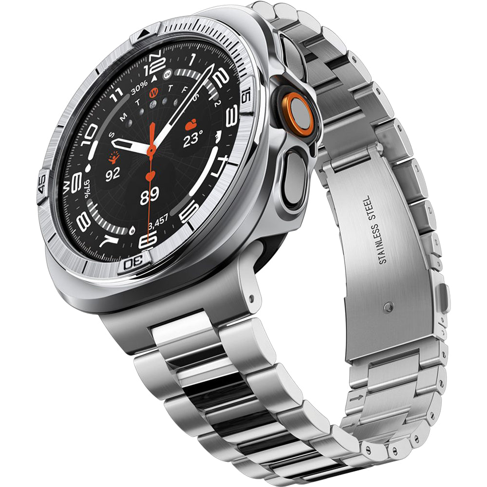Hülle mit Lünette Ring für Galaxy Watch Ultra 2 47 mm, Spigen Bezel Tune Pro, Silbern