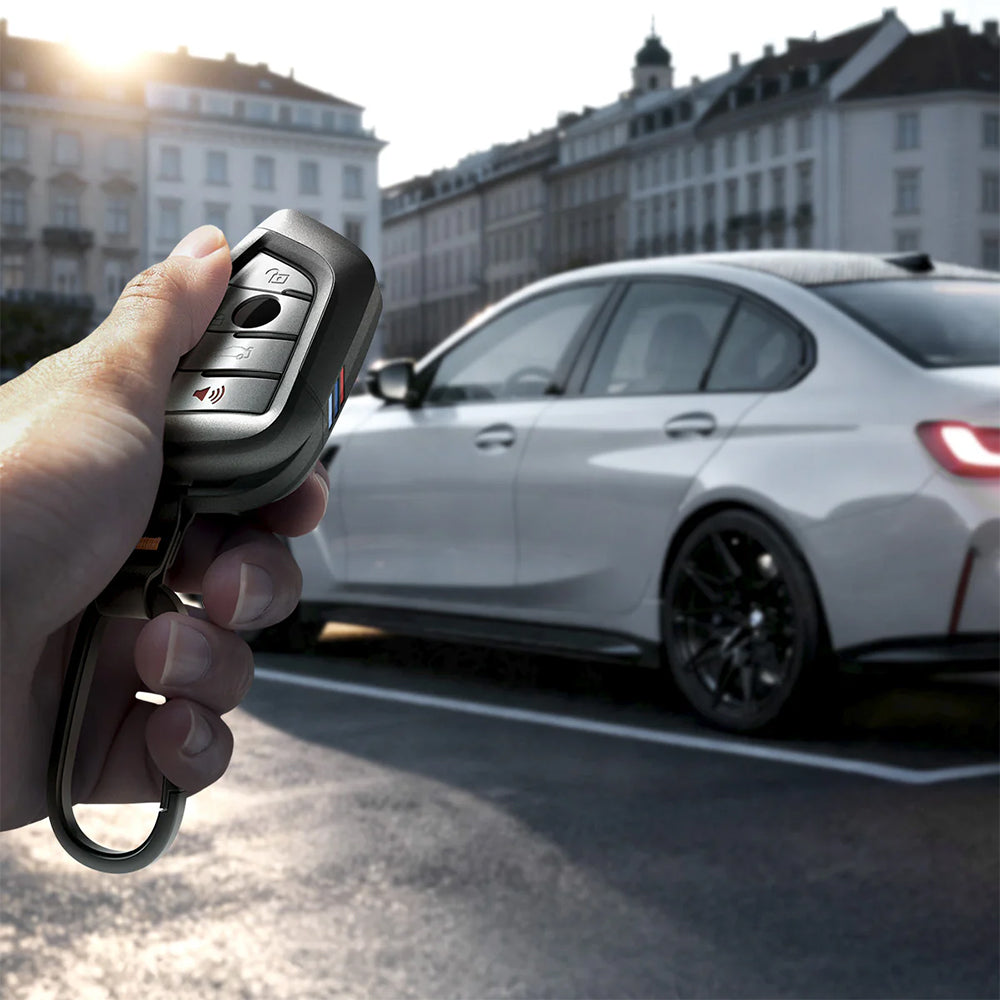 Schlüsselhülle für BMW Smart Key G-Series, Spigen BK100 Key Fob Case, Schwarz mit Carbon-Akzent