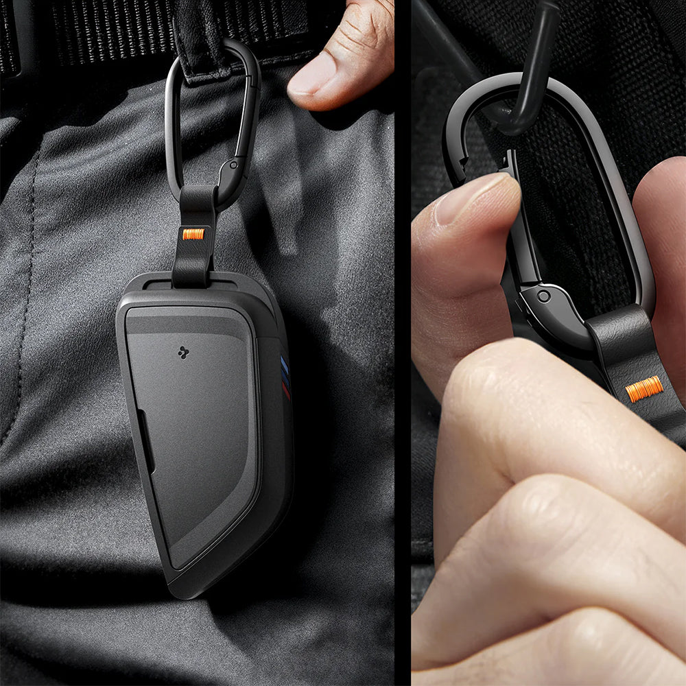 Schlüsselhülle für BMW Smart Key G-Series, Spigen BK100 Key Fob Case, Schwarz mit Carbon-Akzent