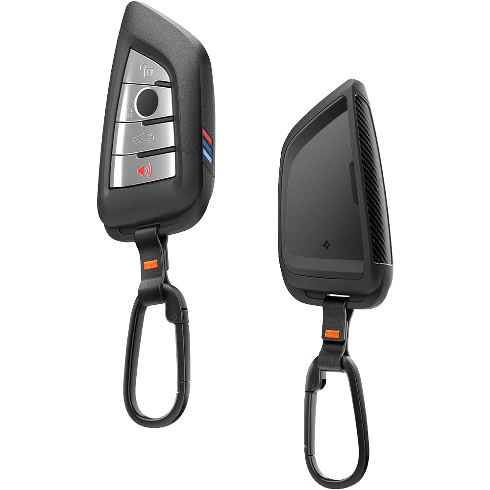 Schlüsselhülle für BMW Smart Key G-Series, Spigen BK100 Key Fob Case, Schwarz mit Carbon-Akzent