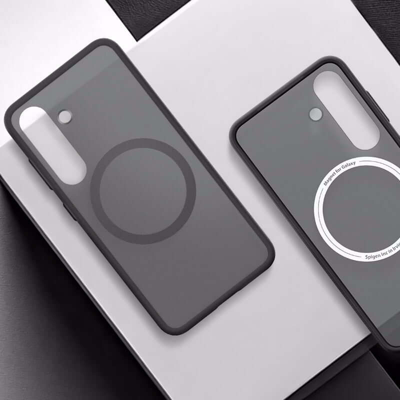 Magnetische-Handyhülle für Galaxy S25, Spigen Capella, Rauchfarben-Schwarz