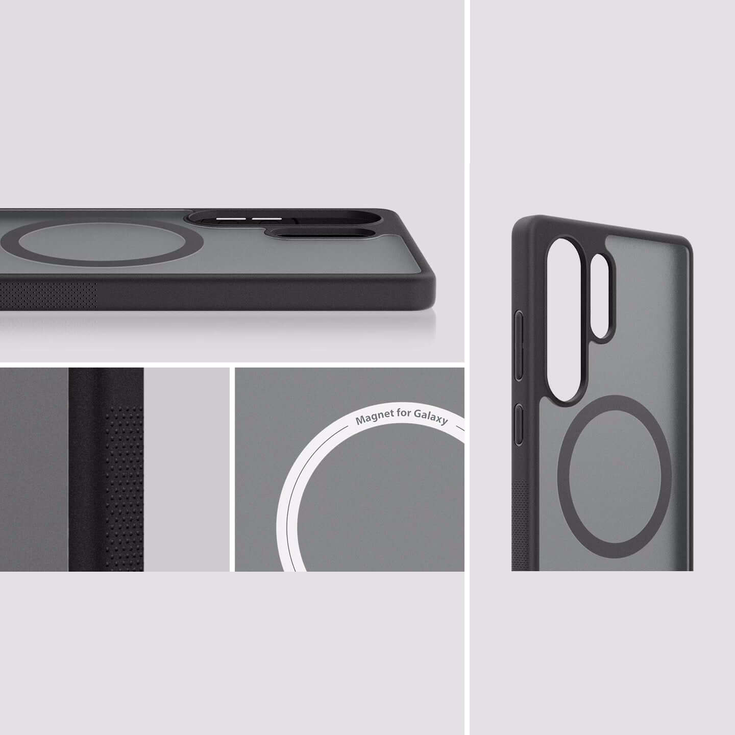 Magnetische-Handyhülle für Galaxy S25 Ultra, Spigen Capella, Rauchfarben-Schwarz