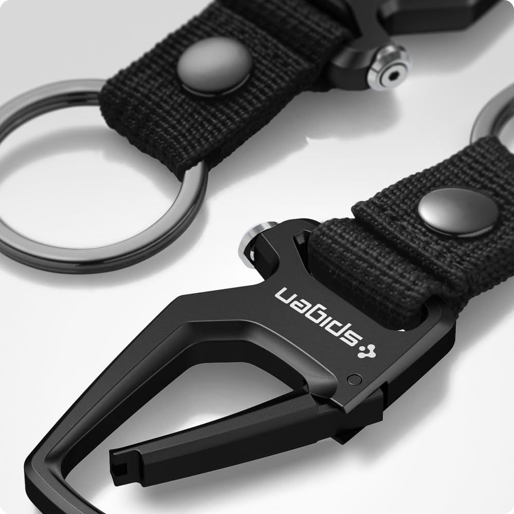 Schlüsselanhänger mit Karabiner und Flaschenöffner, Spigen Carabiner with KeyRing 2-Pack, Schwarz